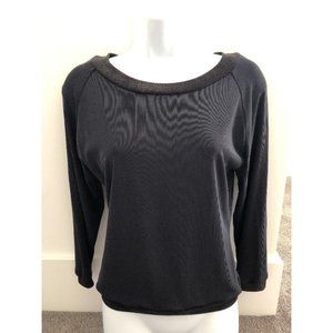 Donna Jessica Black Stretch Long Sleeve Patterned Top  NWT  DJ5